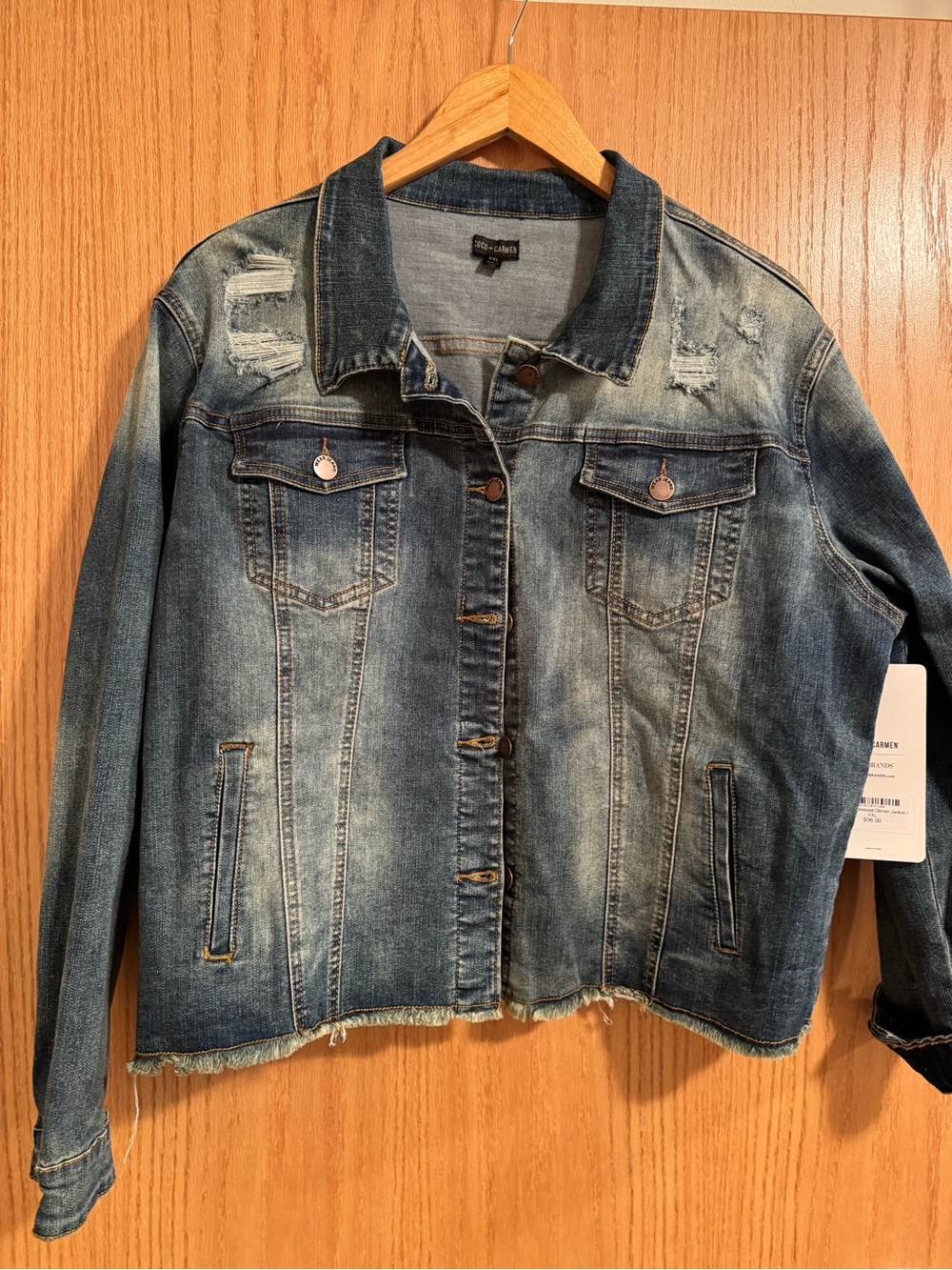 Coco + Carmen Medium Blue Denim Jacket with Button Pockets